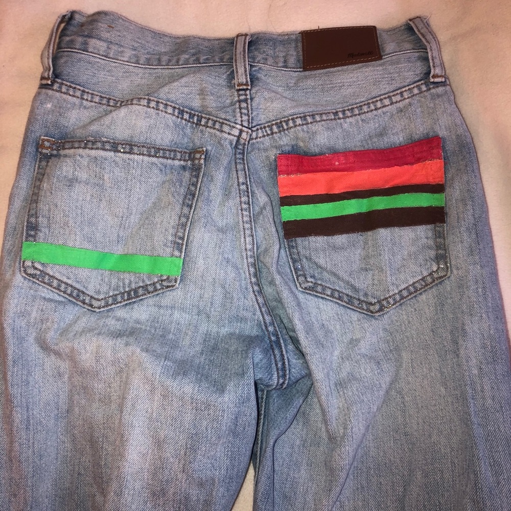 Madewell Jeans with painted stripes